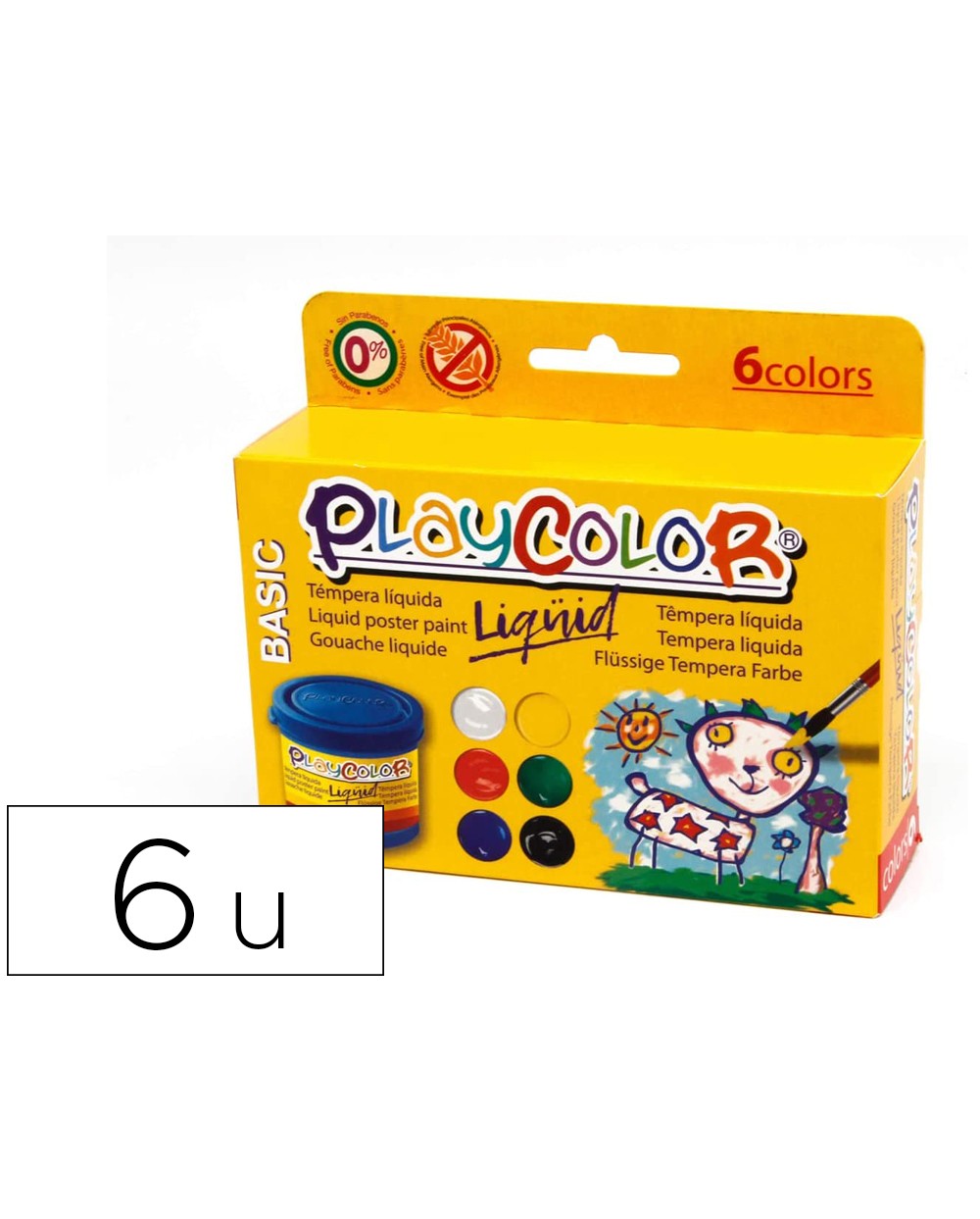 Tempera liquida playcolor liquid basic 40 ml caja de 6 unidades colores surtidos