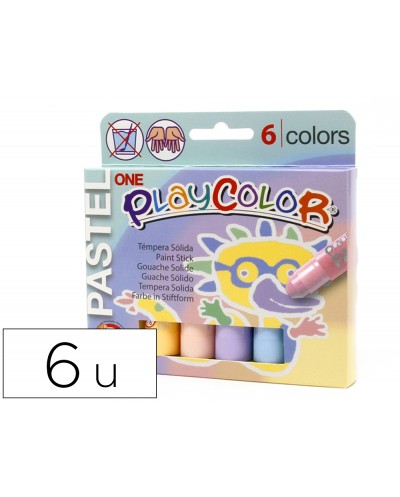 Tempera solida en barra playcolor pastel one caja de 6 unidades colores surtidos