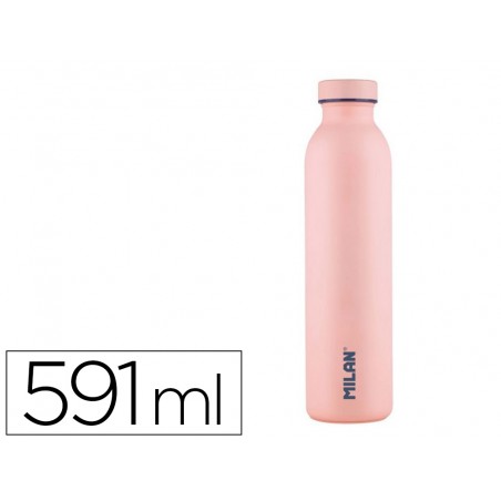 Botella portaliquidos milan acero inoxidable termo color rosa 591 ml