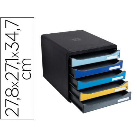 Fichero de cajones sobremesa exacompta big box plus bee blue 5 cajones colores surtidos