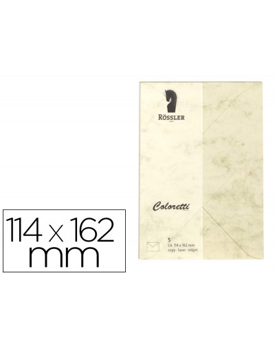 Sobre rossler coloretti c6 ministro color marmol crema 114x162 mm pack de 5 unidades