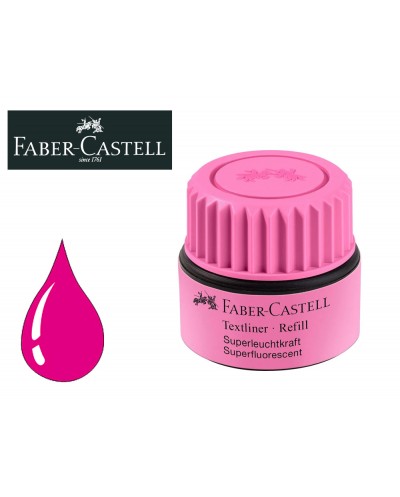 Tinta rotulador faber castell textliner fluorescente 1549 con sistema capilar color rosa frasco de 30 ml