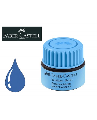 Tinta rotulador faber castell textliner fluorescente 1549 con sistema capilar color azul frasco de 30 ml