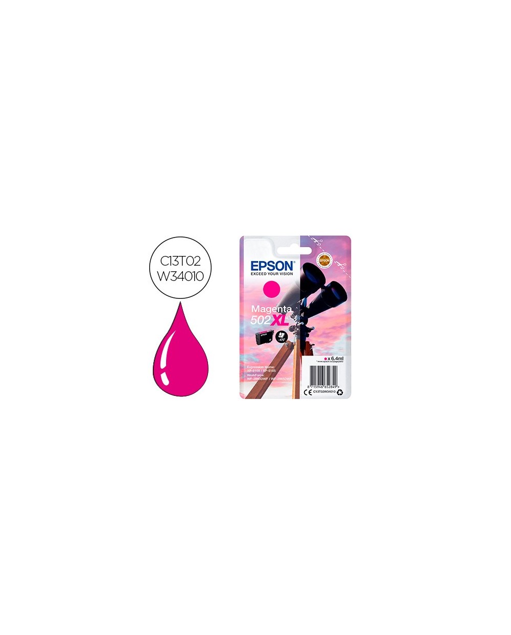 Ink jet epson 502 xl expression home xp 5100 5105 workforce wf 2860 2860dwf magenta 470 paginas