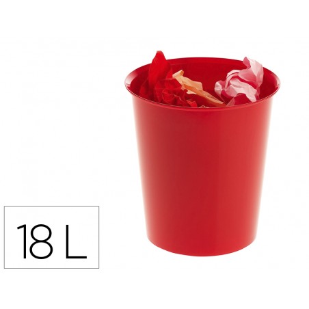 Papelera plastico archivo 2000 ecogreen 100 reciclada 18 litros color rojo 290x310