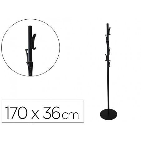 Perchero de pie sie metalico 6 colgadores abs color negro 1700x360 mm