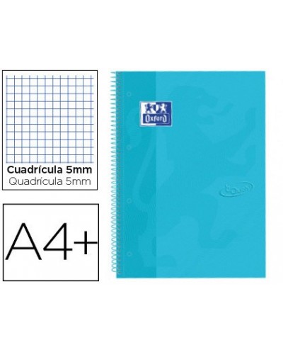 Cuaderno espiral oxford ebook 1 tapaextradura din a4 80 hojas cuadro 5 mm con margen bebe touch