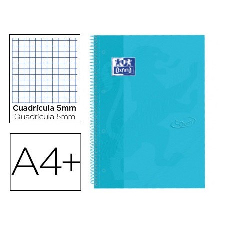 Cuaderno espiral oxford ebook 1 tapaextradura din a4 80 hojas cuadro 5 mm con margen bebe touch
