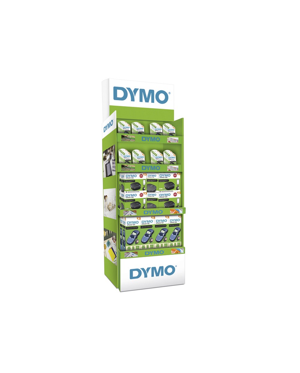 Expositor de pie rotuladora dymo letratag mixto 10lt 100h 10 lt200b 40 cintas