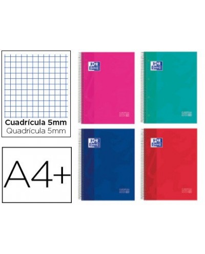 Cuaderno espiral oxford surt europeanbook 10 school classic tapa extradura din a4 150 hojas cuadro 5 mm con