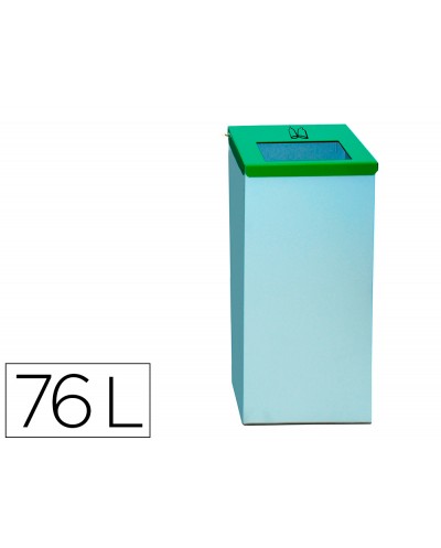 Contenedor papelera reciclaje con tapa abatible y aro interior capacidad 76 litros 81x365x26 cms