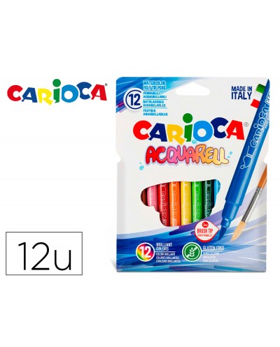 Rotulador carioca aquarelle punta de pincel caja de 12 colores surtidos