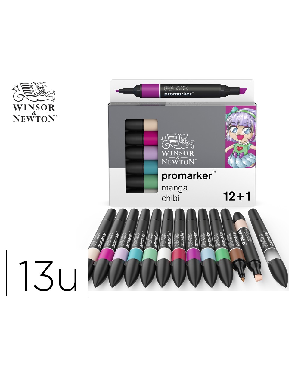 Rotuladores winsornewton promarker manga chibi set de 121 unidades colores surtidos