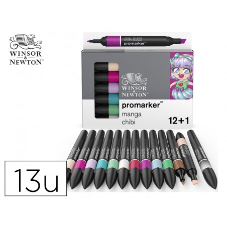 Rotuladores winsornewton promarker manga chibi set de 121 unidades colores surtidos