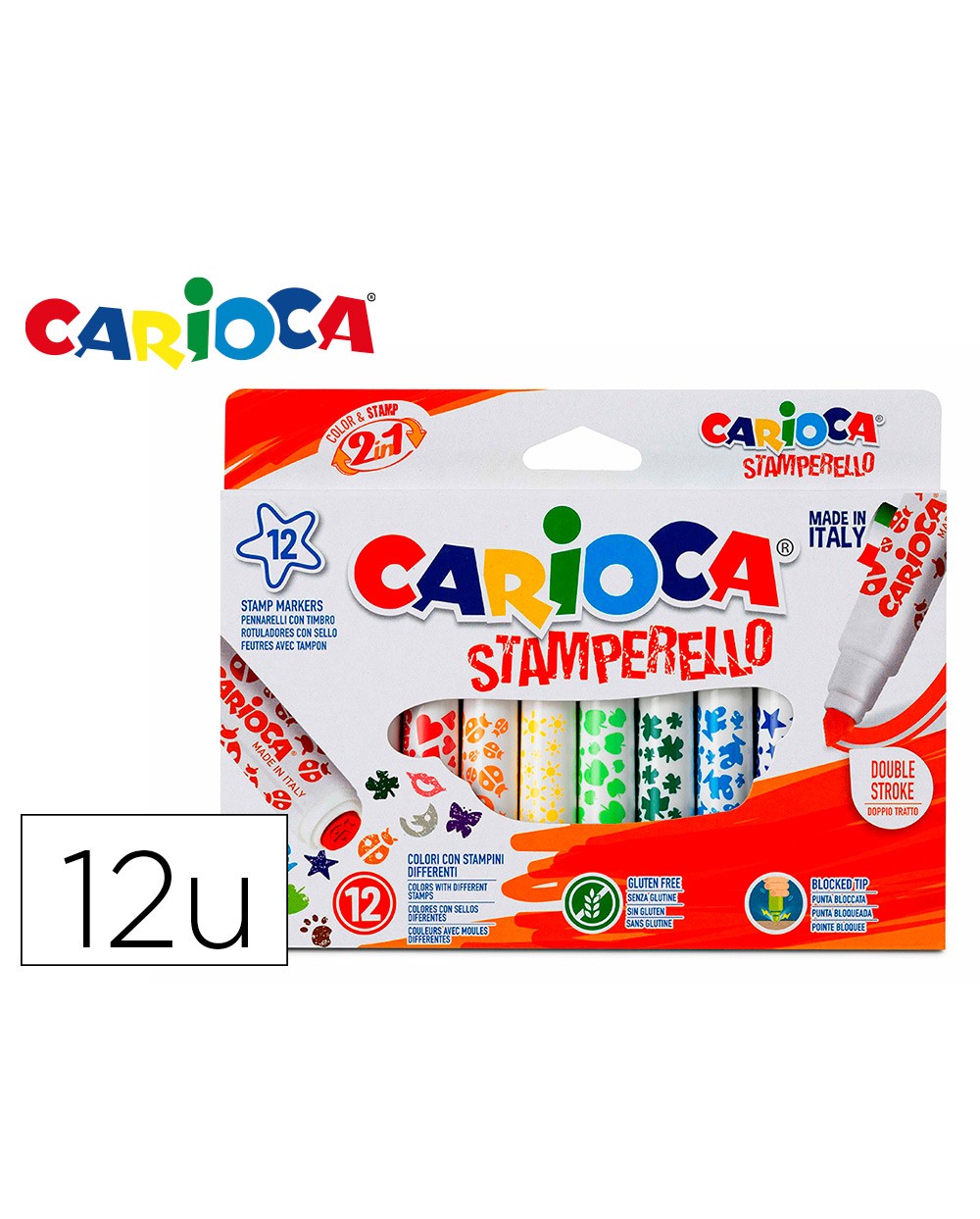 Rotulador carioca stamperello caja 12 unidades colores surtidos