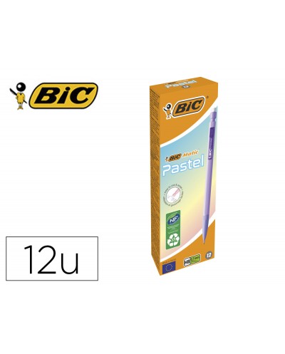 Portaminas bic matic pastel 07 mm caja de 12 unidades colores surtidos
