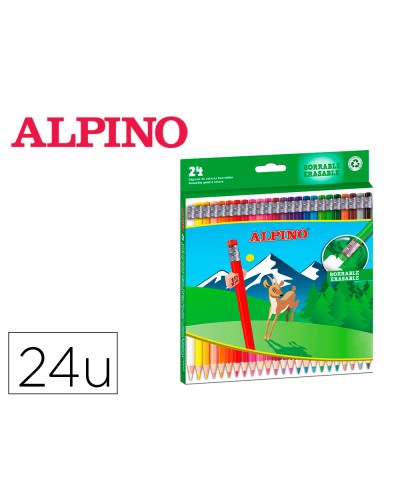 Lapices de colores alpino borrable caja de 24 unidades colores surtidos