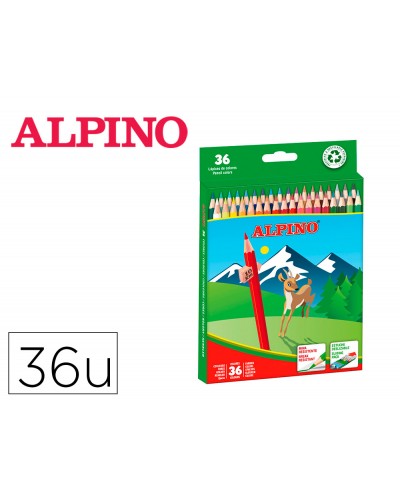 Lapices de colores alpino caja 36 unidades colores surtidos largos