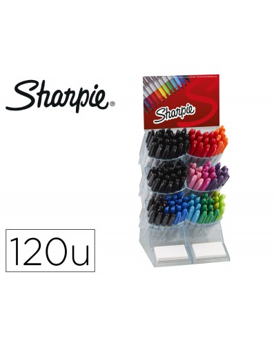 Rotulador sharpie fine expositor sobremesa de 120 unidades colores surtidos