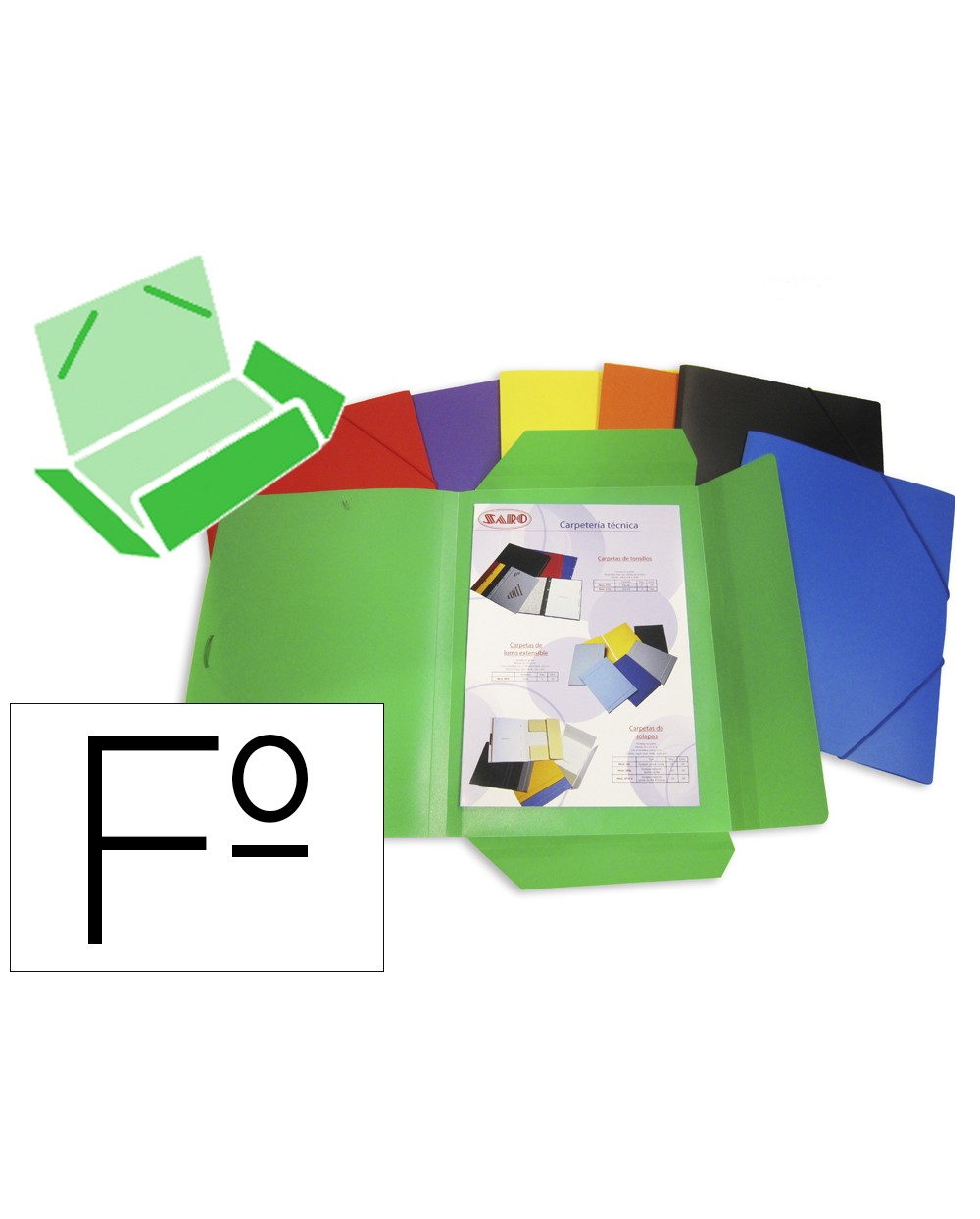 Carpeta gomas solapas saro polipropileno folio colores surtidos