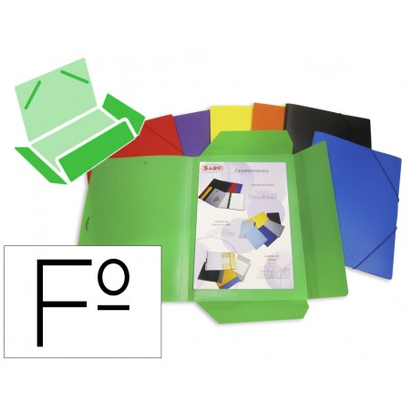 Carpeta gomas solapas saro polipropileno folio colores surtidos