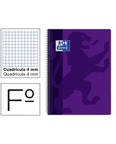 Cuaderno espiral oxford school classic tapa polipropileno folio 80 hojas cuadro 4 mm con margen