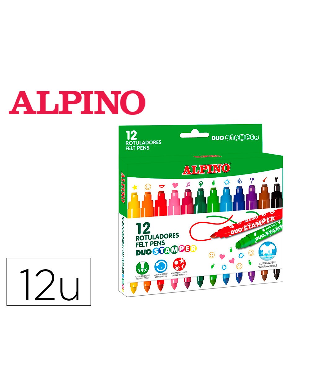 Rotulador alpino stamper duo caja de 12 unidades colores surtidos