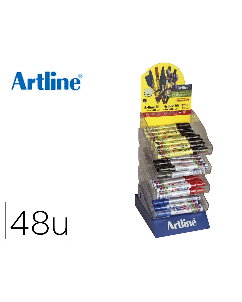 Rotulador artline expositor de 48 unidades gamas ek 70 ek 90 surtidos