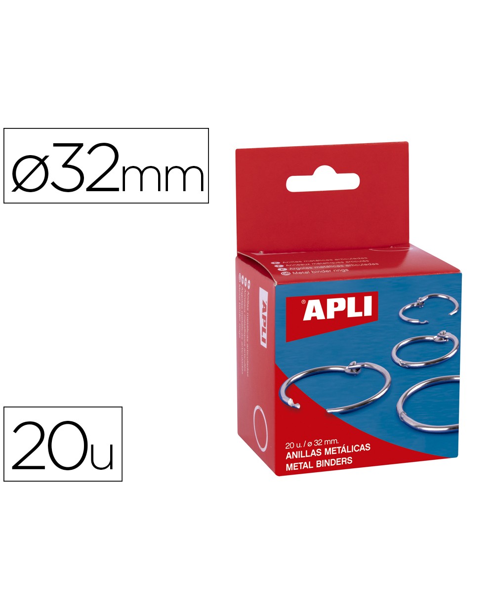 Anilla bisagra apli niquelada diametro 32 mm caja de 20 unidades