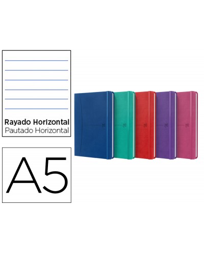 Cuaderno oxford cosida tapa extradura din a5 80 hojas rayado horizontal colores vivos surtidos