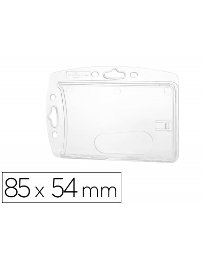 Identificador durable rigido con pinza 1 tarjeta identificacion pase seguridad color transparente 85x54 mm