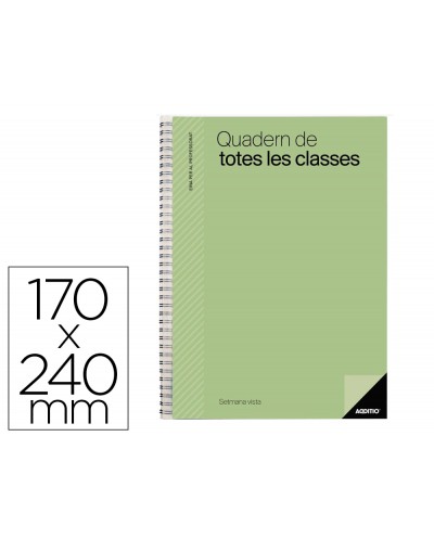 Cuaderno de todas las clases profesorado addittio 256 paginas dia pagina color verde 170x240 mm catalan