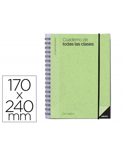 Cuaderno de todas las clases profesorado addittio 256 paginas dia pagina color verde 170x240 mm