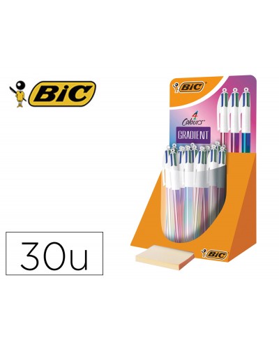 Boligrafo bic cuatro colores gradiente expositor de 30 unidades colores surtidos