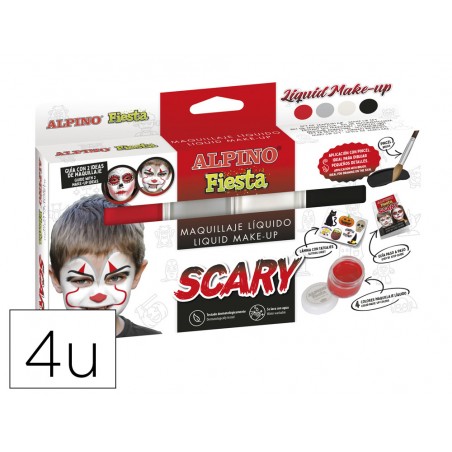 Barra de maquillaje alpino scary caja de 4 colores surtidos pincel folleto