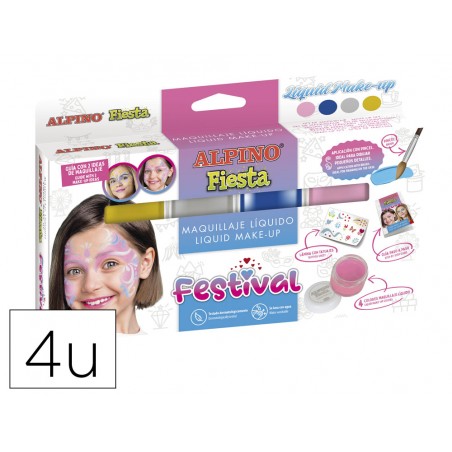 Barra de maquillaje alpino festival caja de 4 colores surtidos pincel folleto