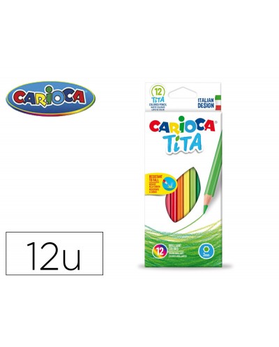 Lapices de colores carioca tita hexagonal caja de 12 unidades colores surtidos