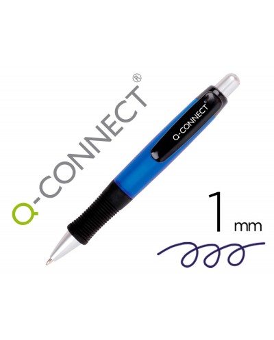 Boligrafo q connect premium retractil con sujecion de caucho color azul punta 1 mm