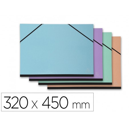 Carpeta dibujo exacompta aquarel 320x450 mm con gomas sin solapas colores pastel surtidos
