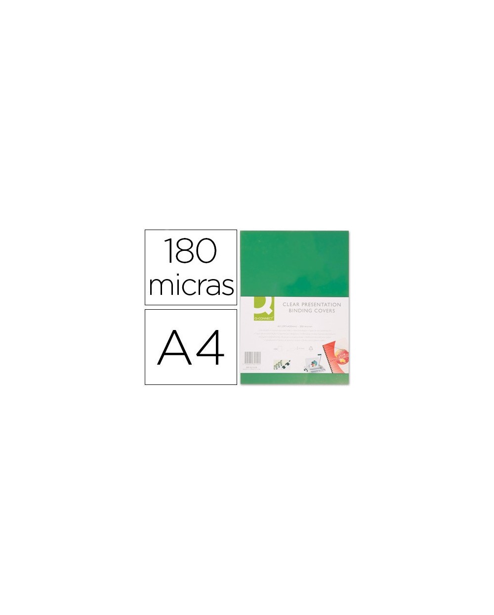 Tapa de encuadernacion q connect pvc din a4 opaca verde 180 micras caja de 100 unidades
