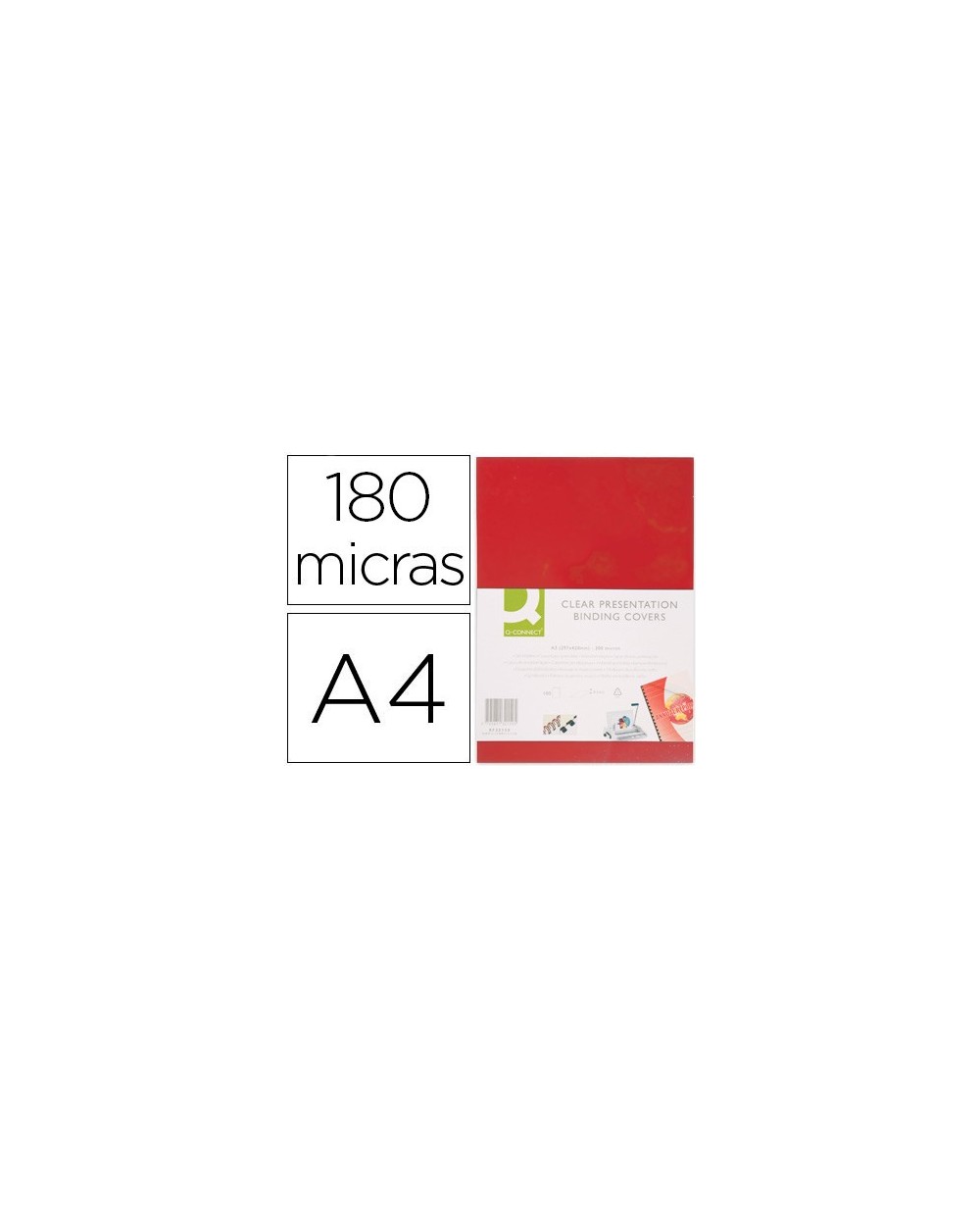 Tapa de encuadernacion q connect pvc din a4 opaca rojo 180 micras caja de 100 unidades