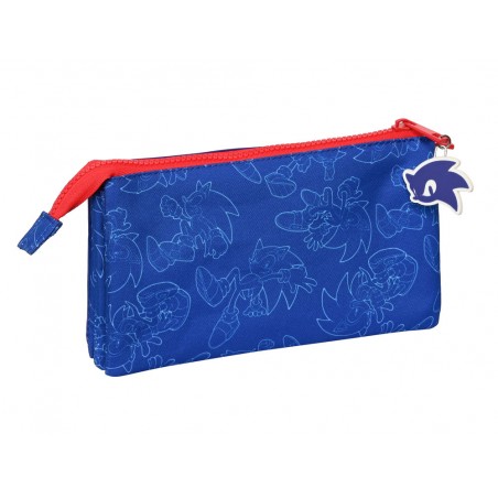 Bolso escolar portatodo safta triple sonic the hedgehog let s roll 120x220x30 mm