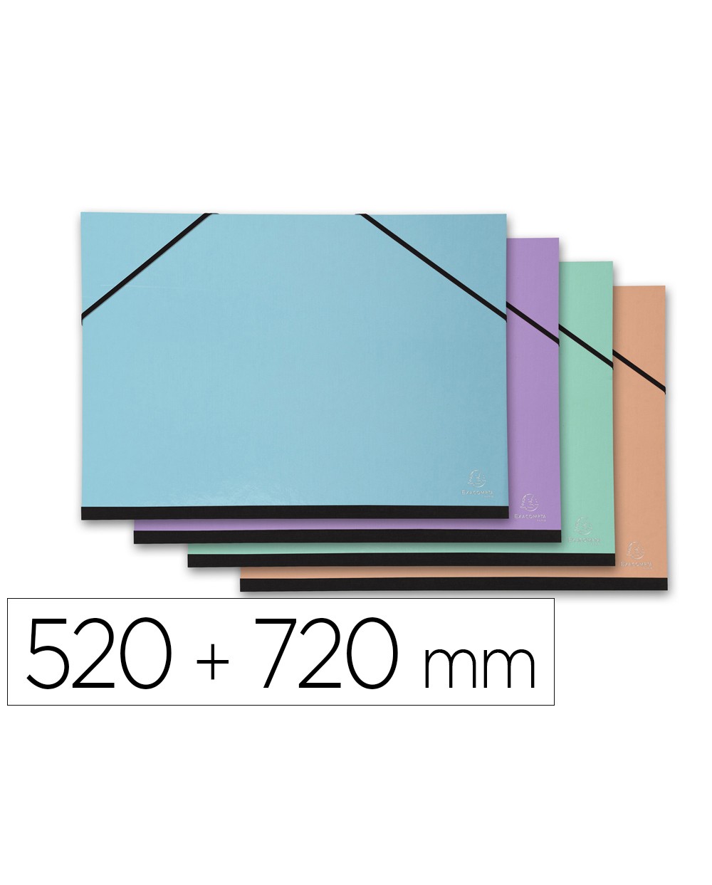 Carpeta dibujo exacompta aquarel 520x720 mm con gomas colores pastel surtidos