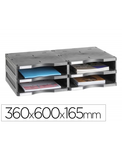 Archivador modular archivo 2000 archivodoc 4 casillas color negro 360x600x165 mm