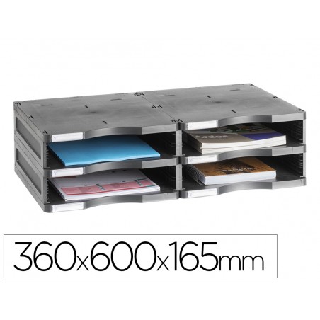 Archivador modular archivo 2000 archivodoc 4 casillas color negro 360x600x165 mm