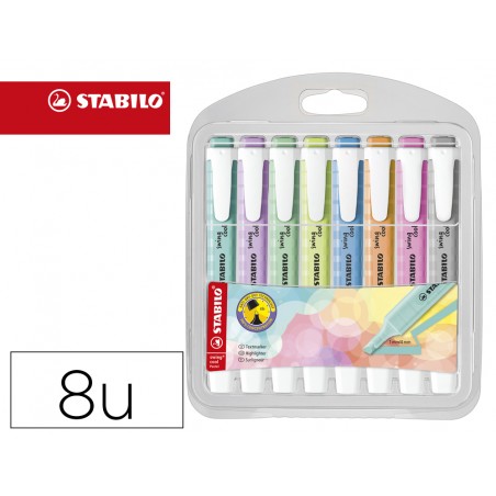 Rotulador stabilo fluorescente swing cool pastel estuche de 8 unidades colores surtidos