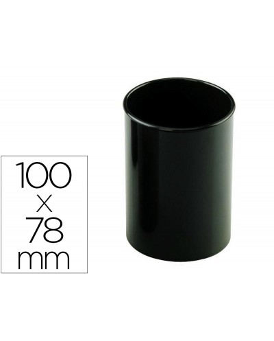 Cubilete portalapices faibo plastico reciclado color negro 78 mm diametro x 100 mm alto