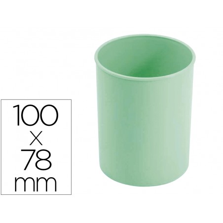 Cubilete portalapices faibo plastico color verde pastel 78 mm diametro x 100 mm alto