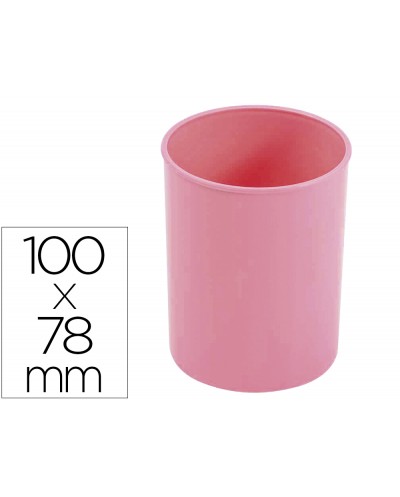 Cubilete portalapices faibo plastico color rosa pastel 78 mm diametro x 100 mm alto