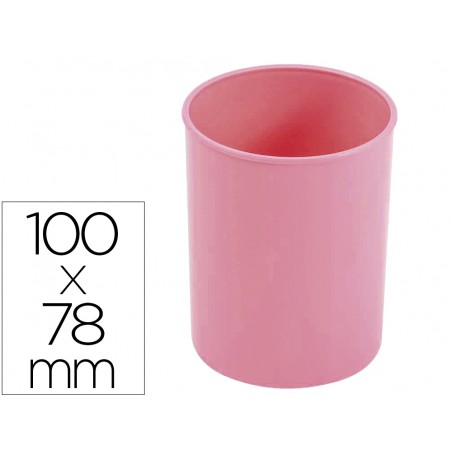 Cubilete portalapices faibo plastico color rosa pastel 78 mm diametro x 100 mm alto